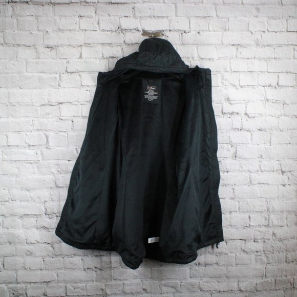 LL Bean Black Polyester Lined Insulated Winter Hooded Coat Jacket Size 1X Plus - Picture 5 of 7